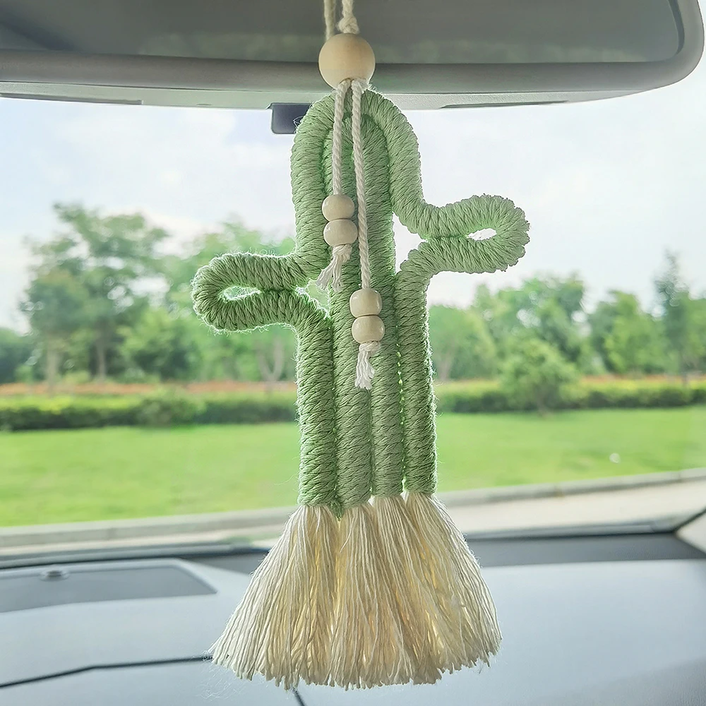 Mini Cactus Macrame Car Hanging Wooden Beads Essential Oil Diffuser Rear View Mirror Charm Handmade Car Accessories Gift 
Mini Cactus Macrame Car Hanging Wooden Beads Essential Oil Diffuser Rear View Mirror Charm Handmade Car Accessories Gift