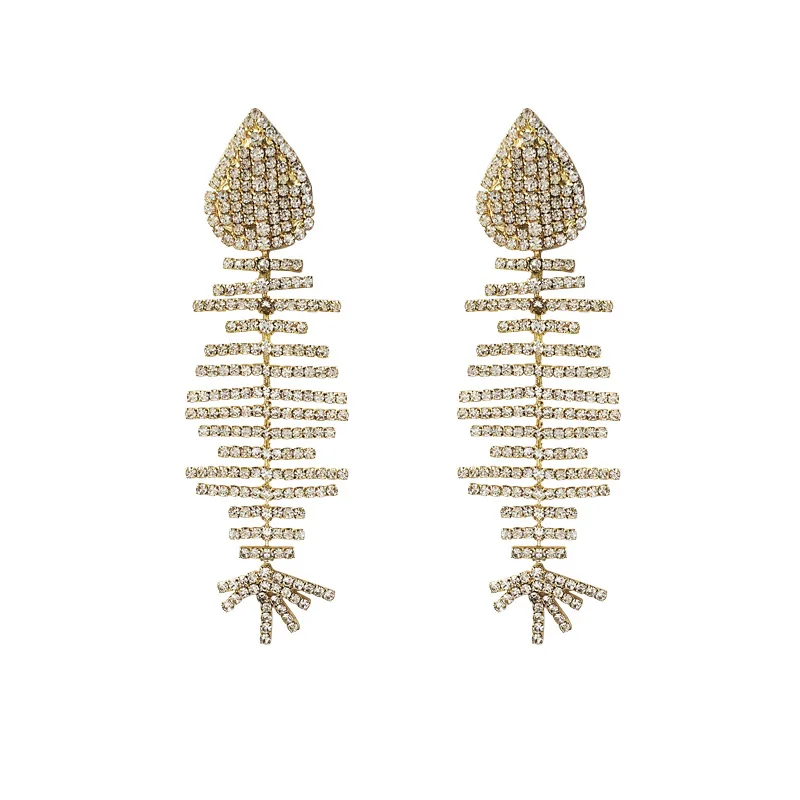 Women's Fashion Jewelry Full of Crystal Earrings Exaggerated Accessories Hot Shiny Rhinestone Fish Bone Charm Pendant Earrings
Women's Fashion Jewelry Full of Crystal Earrings Exaggerated Accessories Hot Shiny Rhinestone Fish Bone Charm Pendant Earrings