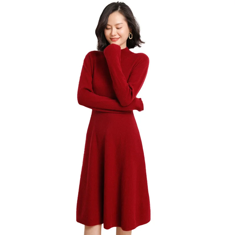 wool women's half high collar Pullover long sleeve bottom knitted dress slim fitting over knee wool knitted
wool women's half high collar Pullover long sleeve bottom knitted dress slim fitting over knee wool knitted