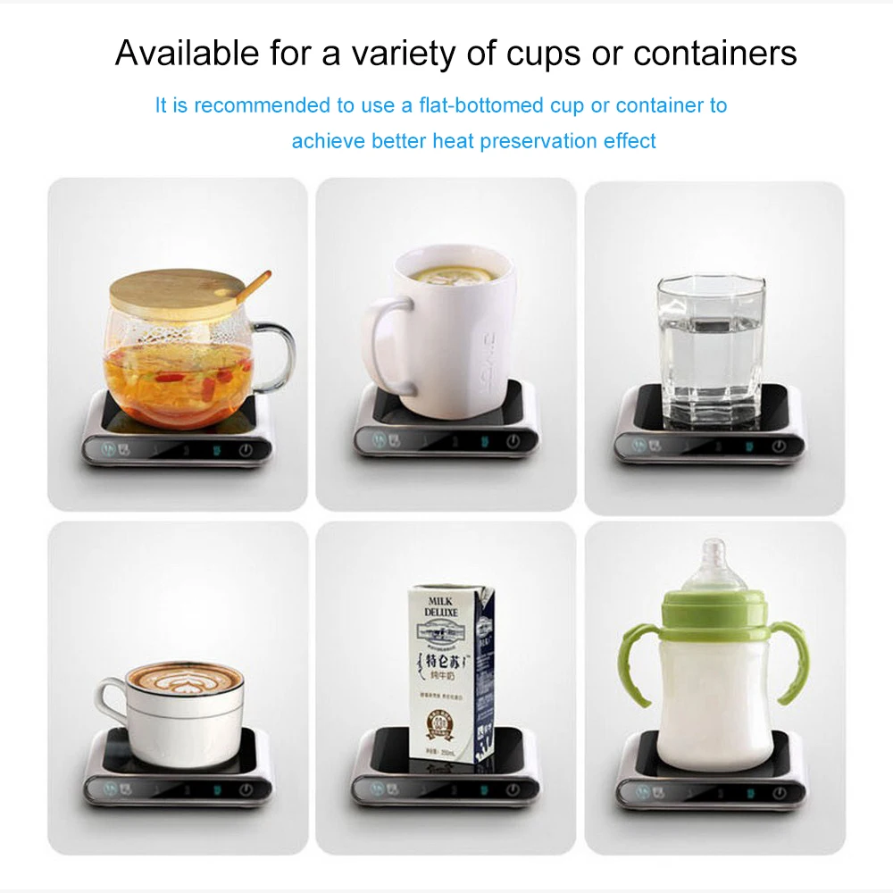 70 90 110C 3 Gear offee Mug Warmer Cup Heater Smart Thermostatic Hot Tea Makers Heating Coaster Desktop Heater for Coffee Milk
70 90 110C 3 Gear offee Mug Warmer Cup Heater Smart Thermostatic Hot Tea Makers Heating Coaster Desktop Heater for Coffee Milk