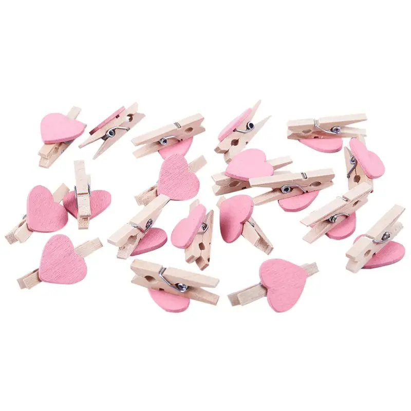 Mini Love Heart Shape Wooden Clips Message Photo Holder Album Card Paper Pegs Decor Photography - Pink 20 Pcs 
Mini Love Heart Shape Wooden Clips Message Photo Holder Album Card Paper Pegs Decor Photography - Pink 20 Pcs