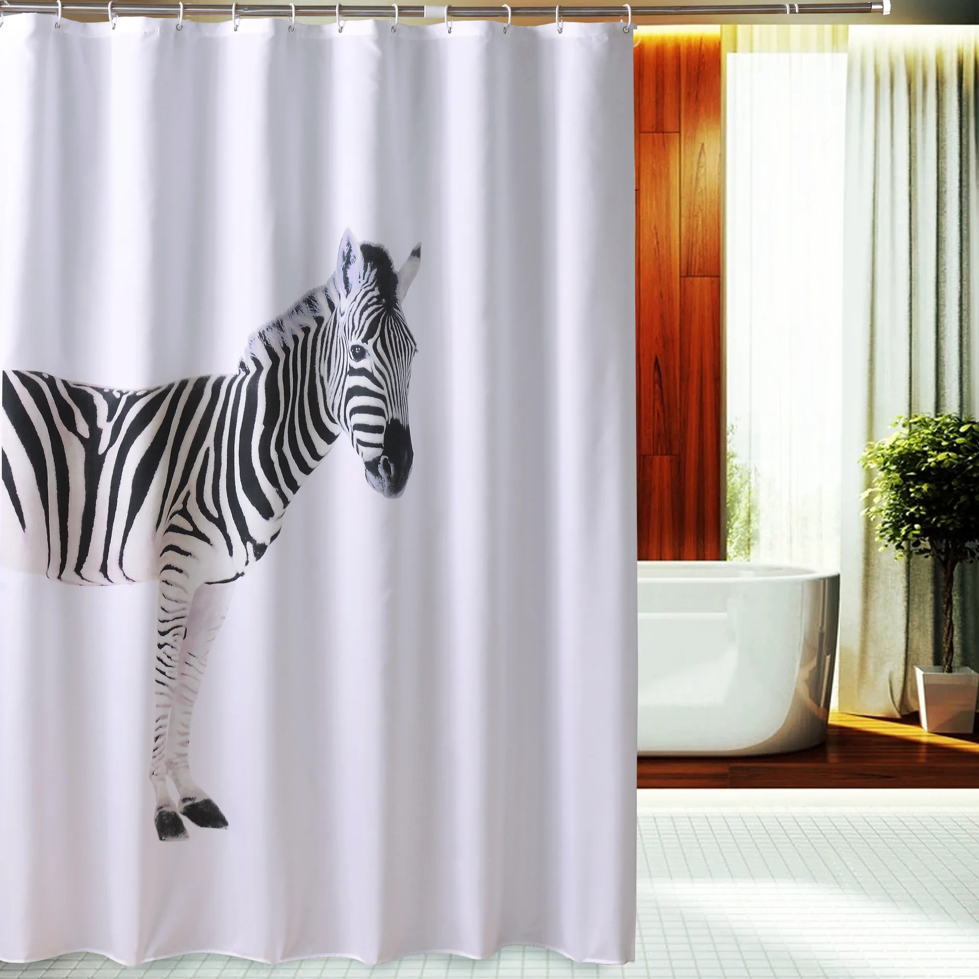 Luxury Zebra Pattern Waterproof Shower Curtain Set with 8 Hooks Bathroom Curtains 3JL581
Luxury Zebra Pattern Waterproof Shower Curtain Set with 8 Hooks Bathroom Curtains 3JL581
