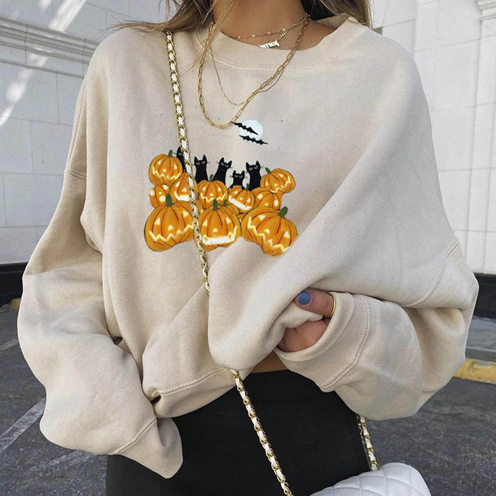 Halloween Clothes Fashion Women's Sweatshirts Casual Long Sleeve Printed Ladies Sweatshirt Tops Winter Sweatshirt Women Cotton
Halloween Clothes Fashion Women's Sweatshirts Casual Long Sleeve Printed Ladies Sweatshirt Tops Winter Sweatshirt Women Cotton