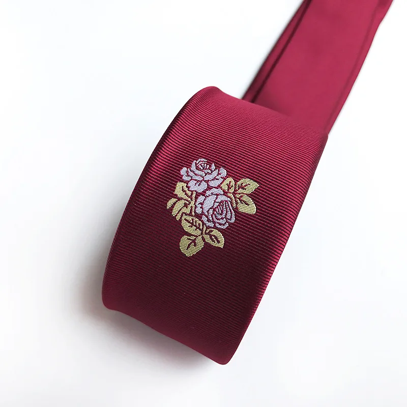 

Casual Party Neck Tie Man Gift 5CM Skinny Neckwear Men Tie Silk Necktie Blend Flower Embroidery Male Neckcloth Free Shipping