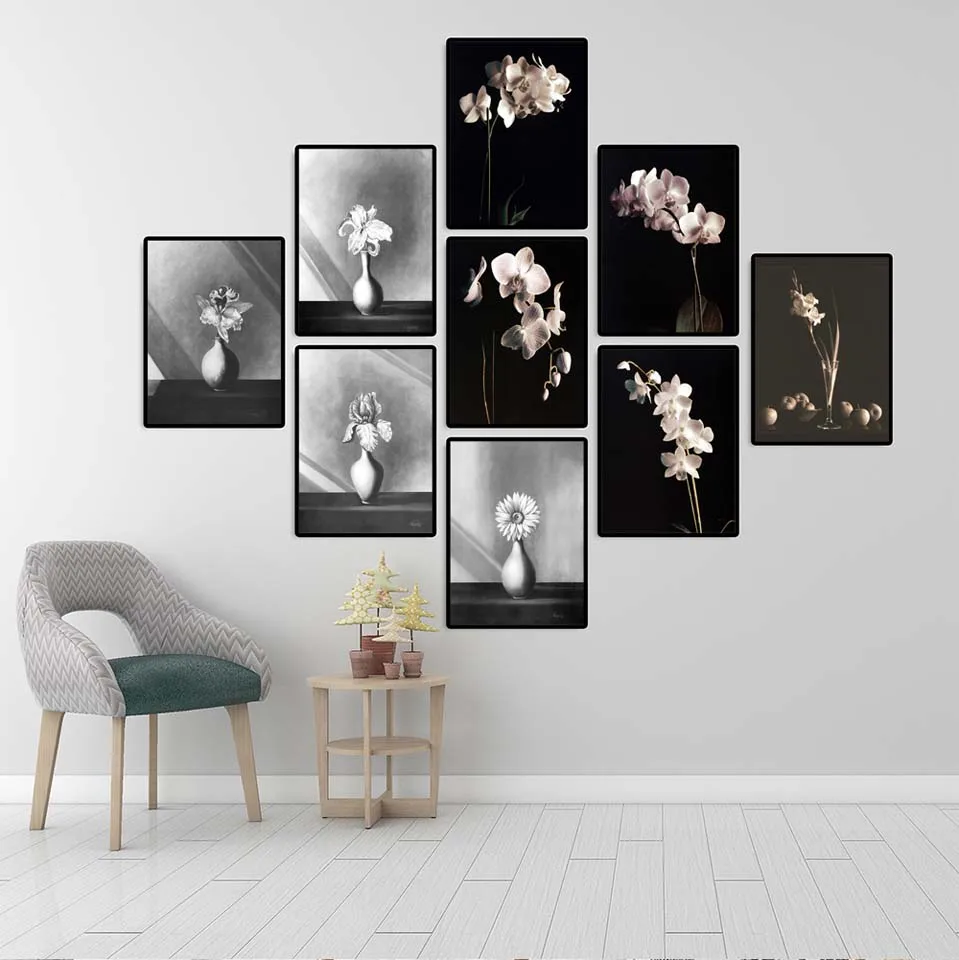 Modern Home Decoration Wall Art Poster Nordic Print Canvas Paintings Picture Black Background White And Gold Flowers
Modern Home Decoration Wall Art Poster Nordic Print Canvas Paintings Picture Black Background White And Gold Flowers