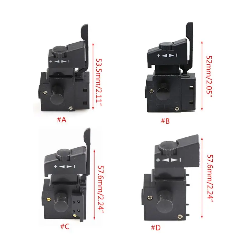 Hand Drill Speed Switch 250V 6A Lock On Pushbutton Speed Control Trigger Switch
Hand Drill Speed Switch 250V 6A Lock On Pushbutton Speed Control Trigger Switch