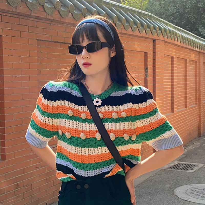 Color Patchwork summer crop top women O Neck High Waist Casual holiday tank top short Sleeves Loose Fit Chic Tops 2021
Color Patchwork summer crop top women O Neck High Waist Casual holiday tank top short Sleeves Loose Fit Chic Tops 2021