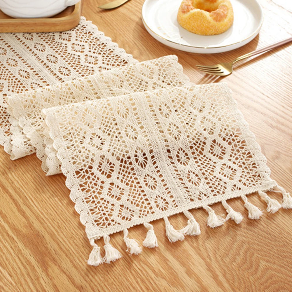 Beige Crochet Lace Table Runner With Tassel Cotton Wedding Decor Hollow Tablecloth Nordic Romance Table Cover Coffee Bed Runners
Beige Crochet Lace Table Runner With Tassel Cotton Wedding Decor Hollow Tablecloth Nordic Romance Table Cover Coffee Bed Runners