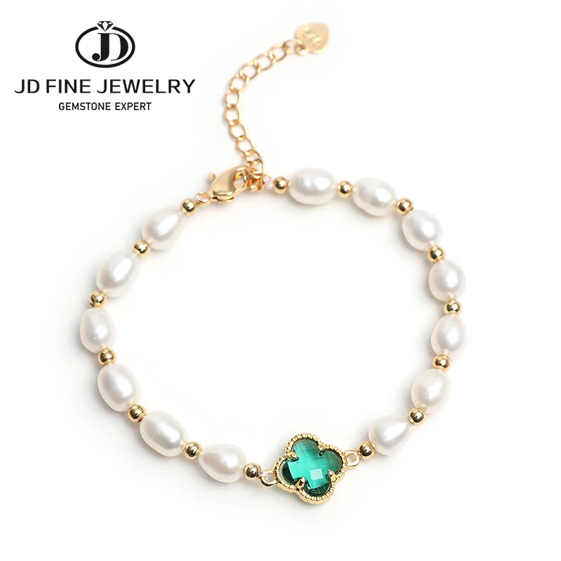 JD Real Pearl Bracelets Green Four-leaf Crystal Bracelet For Women Stylish Refined Hand Made Jewelry Adjustable Length
JD Real Pearl Bracelets Green Four-leaf Crystal Bracelet For Women Stylish Refined Hand Made Jewelry Adjustable Length