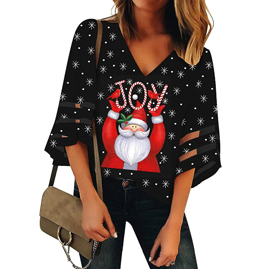 New Women Christmas Shirt Top Hollow Santa Claus Print Blouse Shirts Female Loose Tops
New Women Christmas Shirt Top Hollow Santa Claus Print Blouse Shirts Female Loose Tops