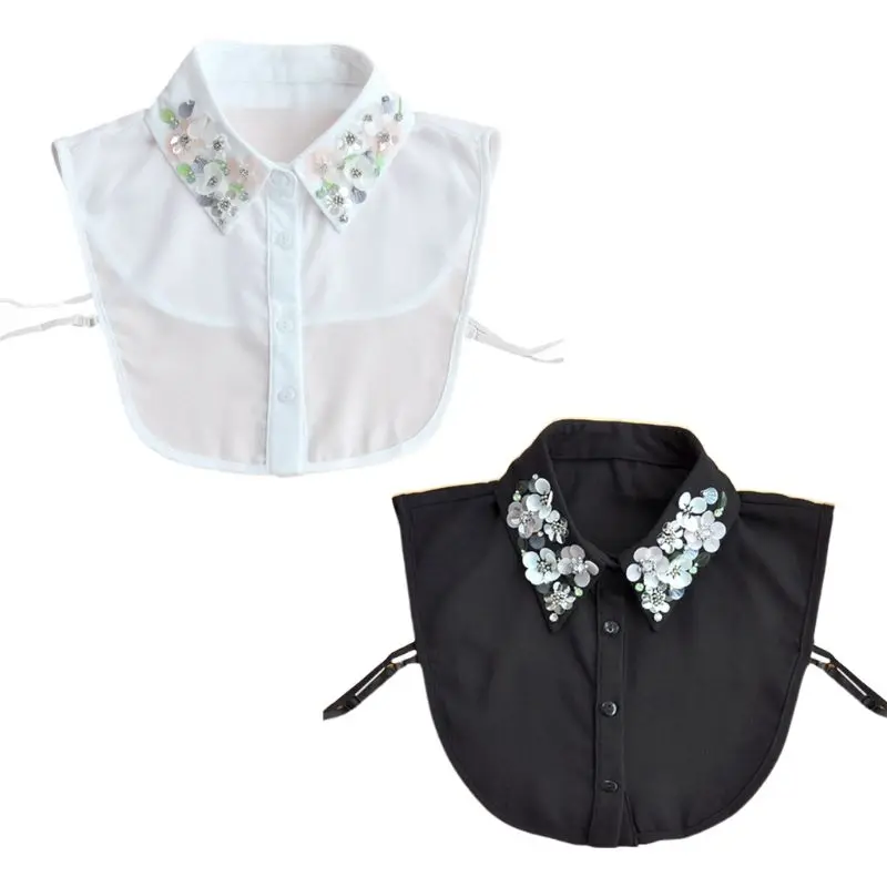 41XC Womens Detachable Blouse False Collar Handmade Beading Rhinestone Sequins Flower Lapel Adjustable Half-Shirt Necklace
41XC Womens Detachable Blouse False Collar Handmade Beading Rhinestone Sequins Flower Lapel Adjustable Half-Shirt Necklace
