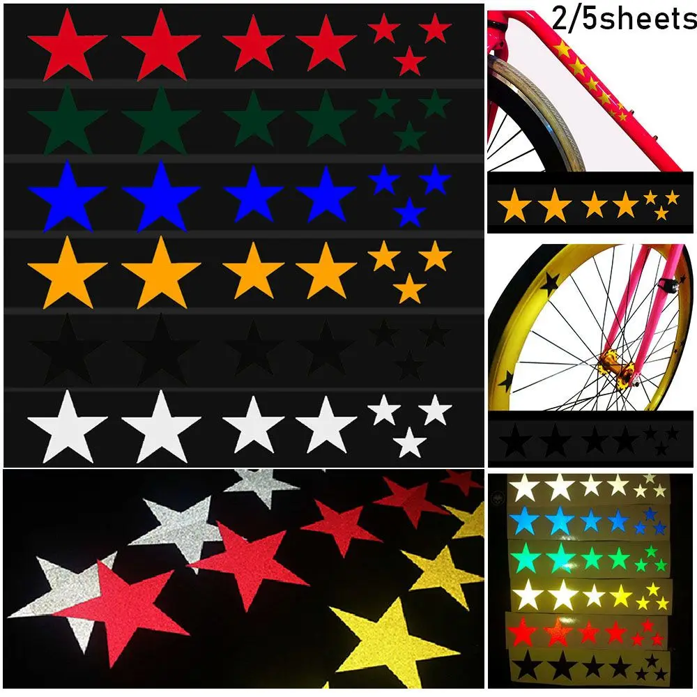 

Outdoor Mountain Fluorescent Stars Frame Wheel Sticker Bike Reflective Stickers MTB Bicycle Reflector Decal Accessories