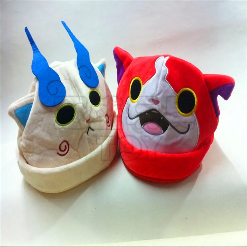 50 см вокруг Новый Косплей Япония часы Yokai шапка шляпа Red Cat Koma San мягкая плюшевая