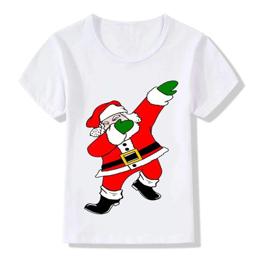 Детская футболка с короткими рукавами и круглым воротником Санта Клаусом топ