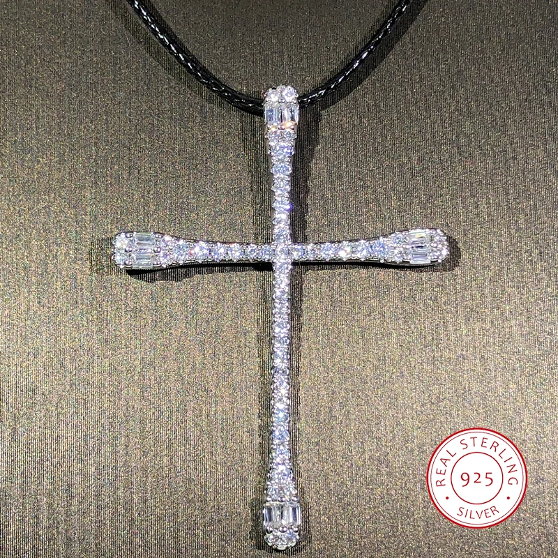 925 sterling silver classic fashion cross pendant necklace ladies white zircon party birthday sweater chain jewelry
925 sterling silver classic fashion cross pendant necklace ladies white zircon party birthday sweater chain jewelry