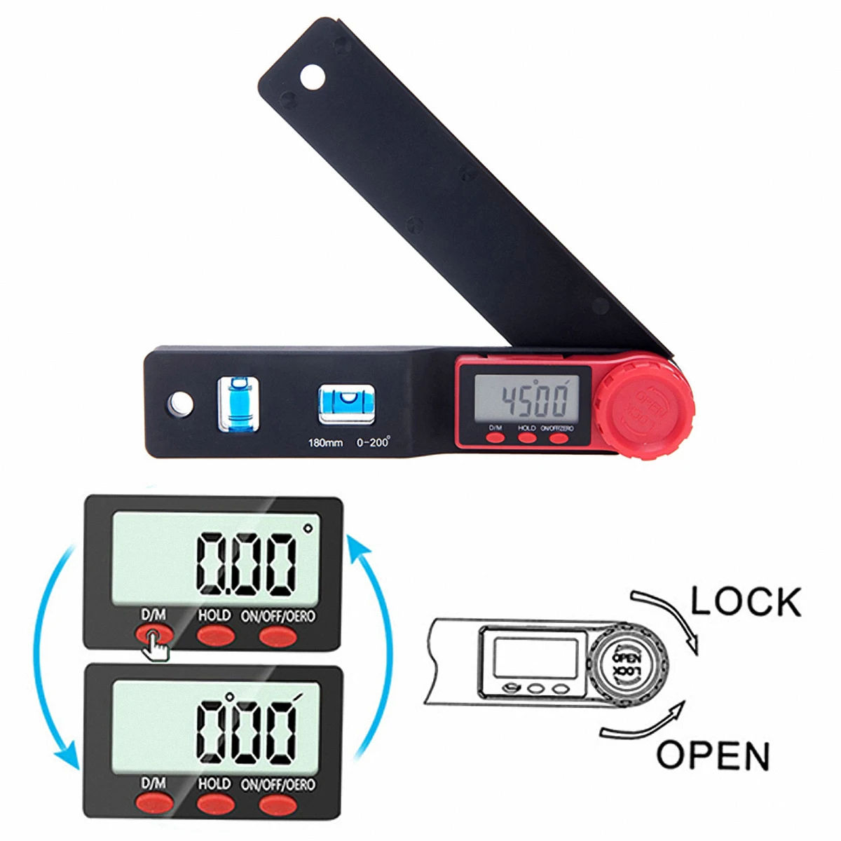 Digital Protractor Angle Finder Inclinometer electronic Level 360 degree with without Magnets Level angle slope test Ruler Nice 
Digital Protractor Angle Finder Inclinometer electronic Level 360 degree with without Magnets Level angle slope test Ruler Nice