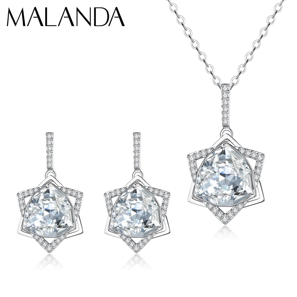 Malanda кристаллы от Swarovski Miscanthus комплект ювелирных изделий ожерелья Комплект