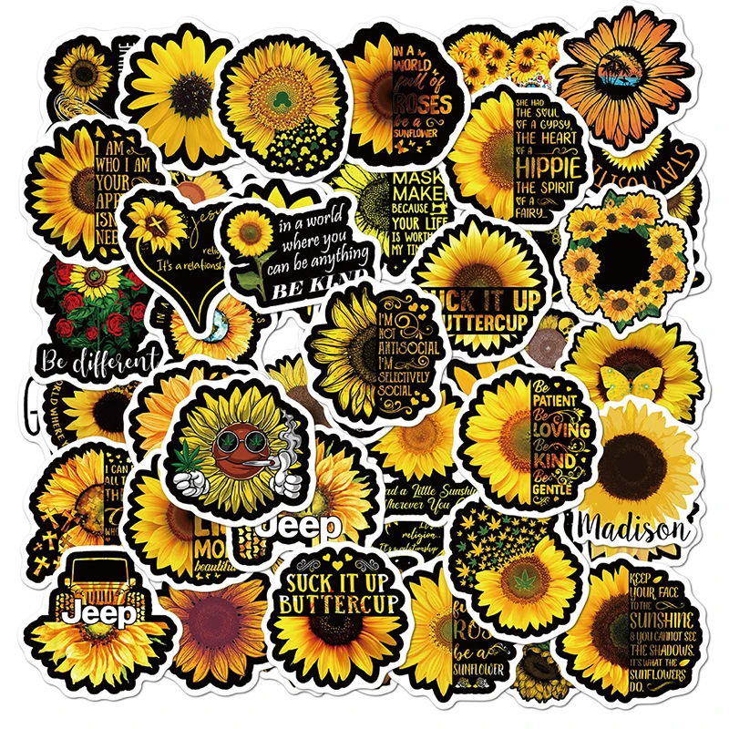 50PCS You Are My Sunshine Sun Flower Stickers Plant For Laptop Skateboard PVC Backpack Bicycle Car Decals Graffiti Sticker
50PCS You Are My Sunshine Sun Flower Stickers Plant For Laptop Skateboard PVC Backpack Bicycle Car Decals Graffiti Sticker