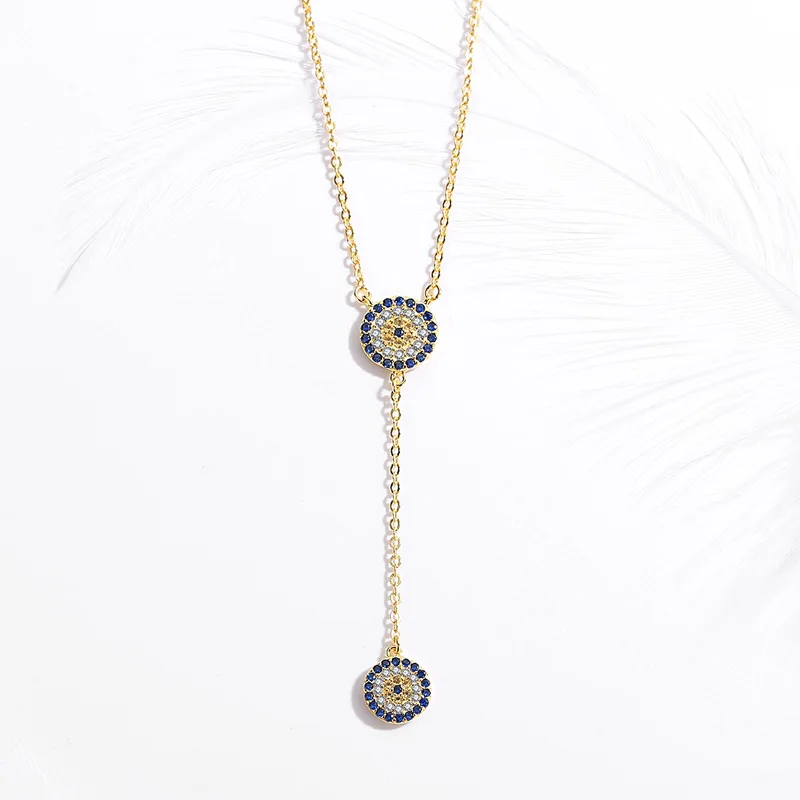 Женское ожерелье из серебра 925 пробы с кулоном в виде голубого глаза | Украшения и