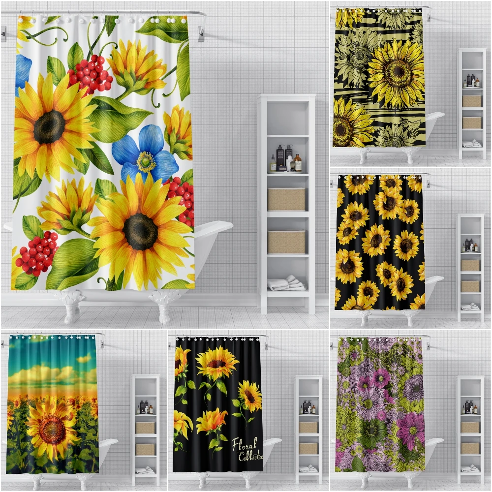 Floral Sunflowers Bathroom Curtain Waterproof Shower Curtain Mildew Proof Solid Fabric Shower Curtains For Bathroom Home Decor
Floral Sunflowers Bathroom Curtain Waterproof Shower Curtain Mildew Proof Solid Fabric Shower Curtains For Bathroom Home Decor