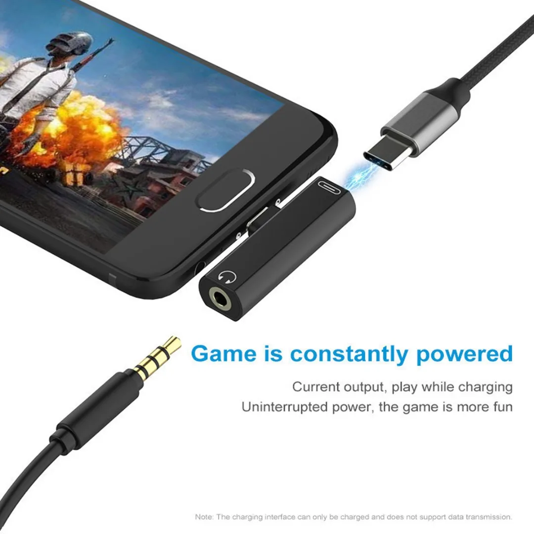 Aux Jack Adapter USB C Charging Extension Earphone Mini Dual Type-C to 3.5mm AUX Headphone Converter for Huawei | Мобильные телефоны