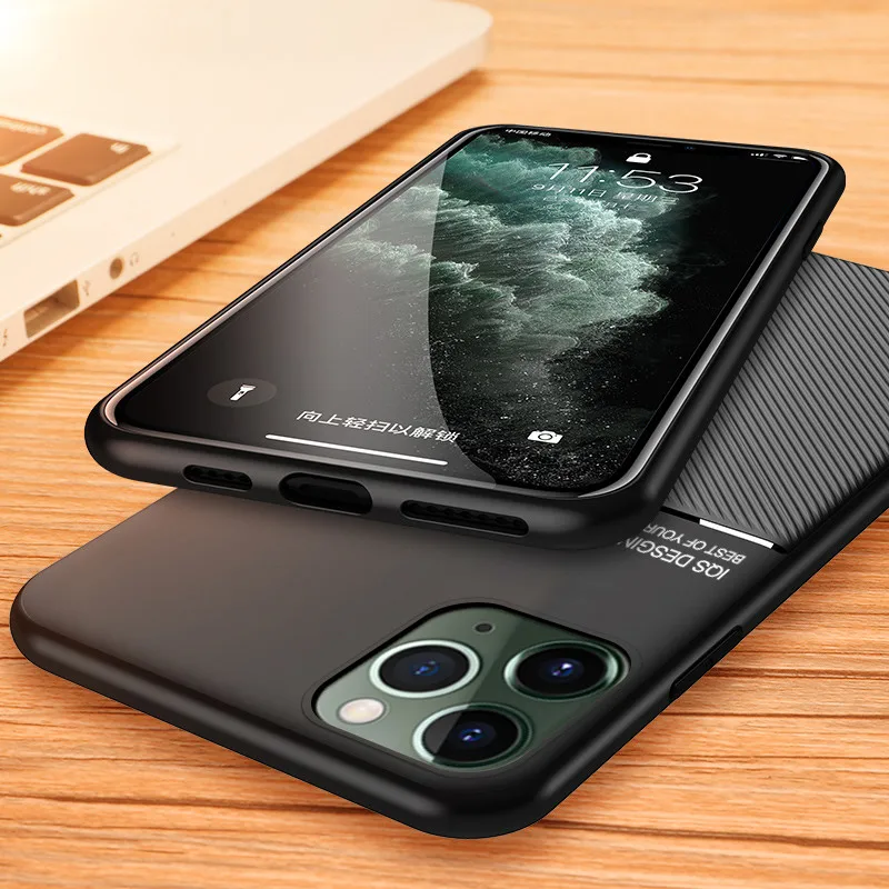 Чехол для iPhone 11 Pro Max кожаный текстурный тонкий матовый защитный чехол телефона