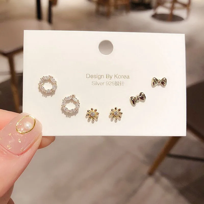 POPACC Dainty Gold Silver Color Circle Flower Bowbnot Stud Earrings Set Cubic Zircon Earrings For Women 6-piece
POPACC Dainty Gold Silver Color Circle Flower Bowbnot Stud Earrings Set Cubic Zircon Earrings For Women 6-piece