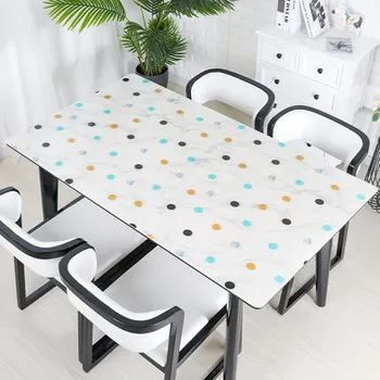 Thick 1.0mm Waterproof Oil Plastic PVC Tablecloth Soft Glass Heavy Duty Plastic Marble Mat table decoration custom made