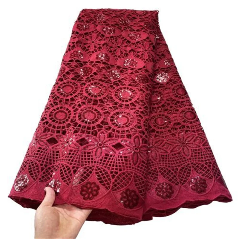 African Lace Fabric 2021 Water Soluble Lace Fabric 5 Yards Nigeria red Tulle For Wedding Garment Sewing
African Lace Fabric 2021 Water Soluble Lace Fabric 5 Yards Nigeria red Tulle For Wedding Garment Sewing