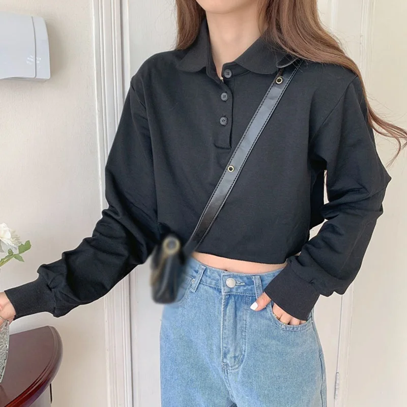 Рубашка-поло Женская толстовка с длинным рукавом однотонные женские толстовки с пуговицами свитшот в Корейском стиле женские Топы Одежда
Рубашка-поло Женская толстовка с длинным рукавом однотонные женские толстовки с пуговицами свитшот в Корейском стиле женские Топы Одежда