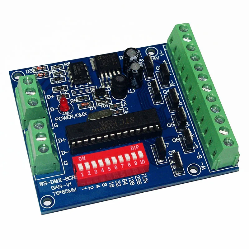8CH DMX512 Decoder 8 Channel RGBW led Controller DC5V-24V 8CH*3A 24A max DMX Decoder Dimmer CMOS drain-open output
8CH DMX512 Decoder 8 Channel RGBW led Controller DC5V-24V 8CH*3A 24A max DMX Decoder Dimmer CMOS drain-open output