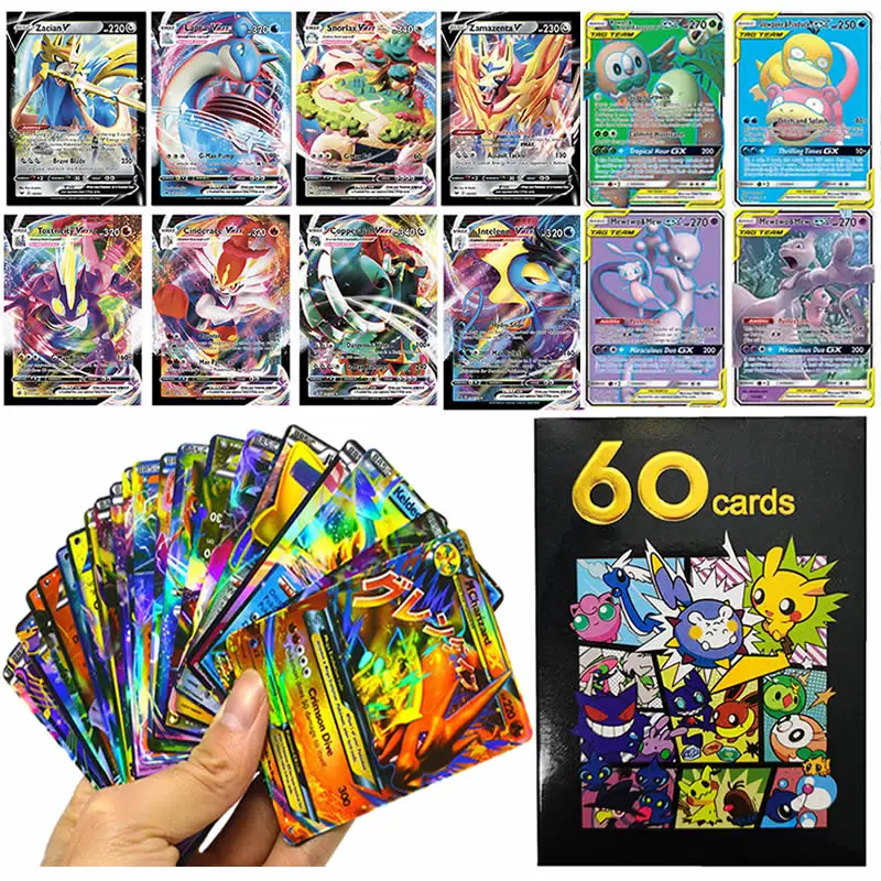 

60PCS TAKARA TOMY Pokemons Shining Cards VMAX MEGA GX EX English Trading Game Card Battle Collection Booster Kids Children Toys