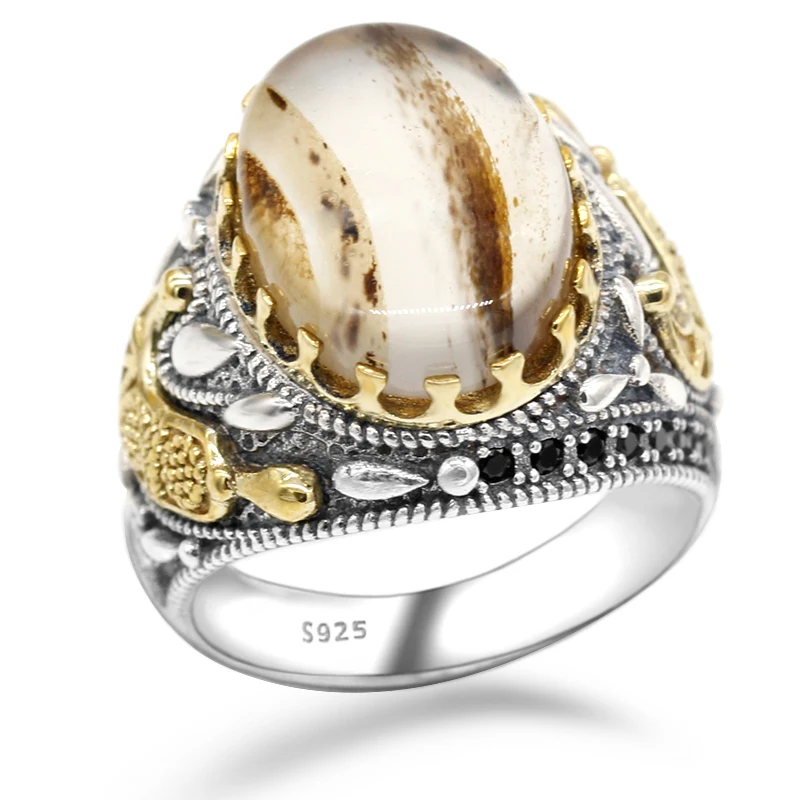 Hot sale 925 sterling silver ring Turkish jewelry ocean agate stone ring black spinel men's ring high jewelry
Hot sale 925 sterling silver ring Turkish jewelry ocean agate stone ring black spinel men's ring high jewelry