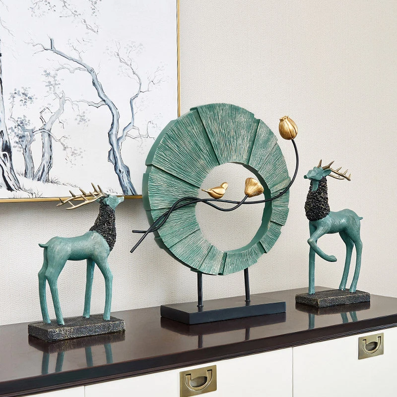 

Китайский креативный полимерный олень, птица круглой формы, украшение для украшения дома, поделки, настольные статуэтки для кафе