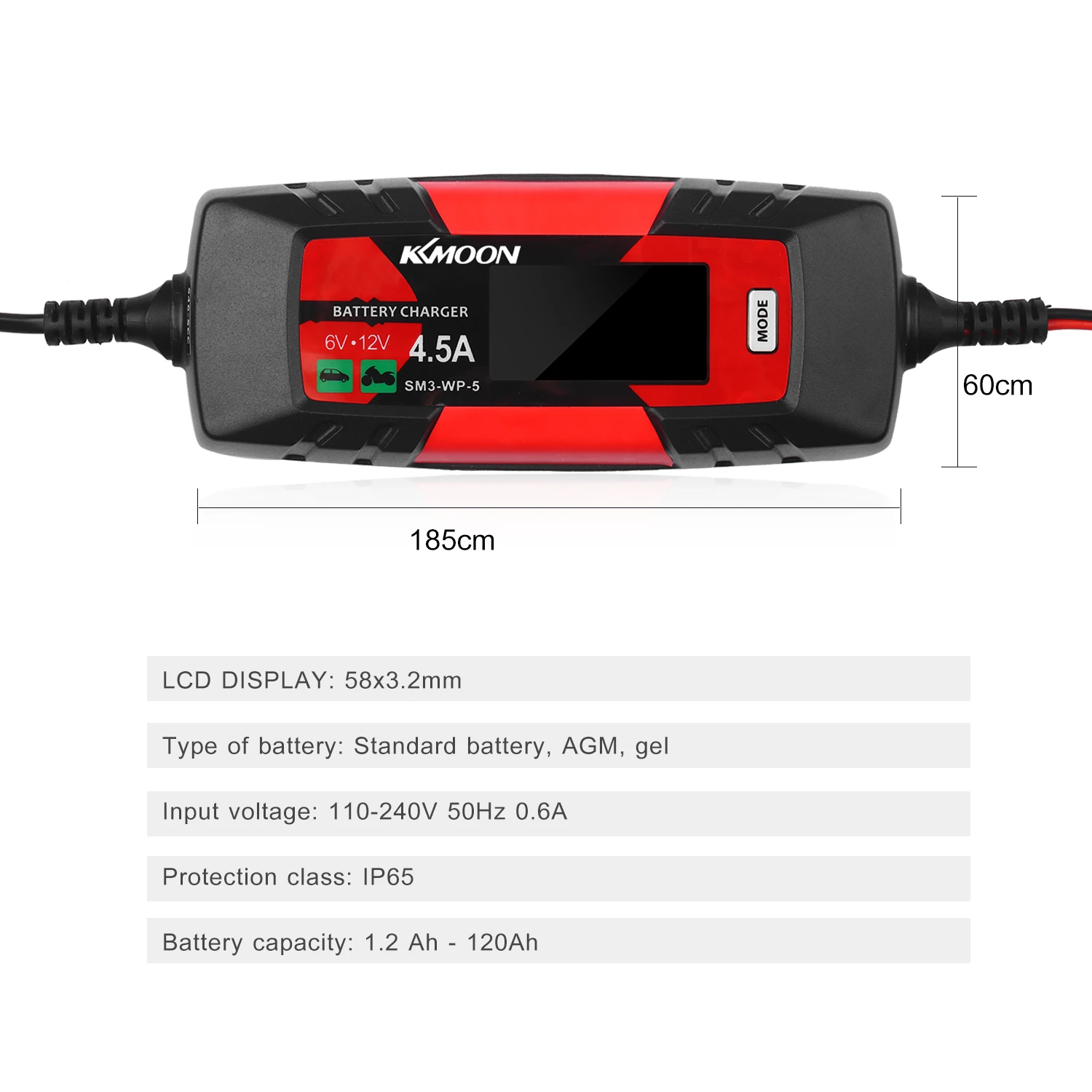 KKmoon Car Battery Charger 6V/12V 4Amp Intelligent Automatic Battery Charger with LCD Screen Pulse Battery Charger & Maintainer
KKmoon Car Battery Charger 6V/12V 4Amp Intelligent Automatic Battery Charger with LCD Screen Pulse Battery Charger & Maintainer