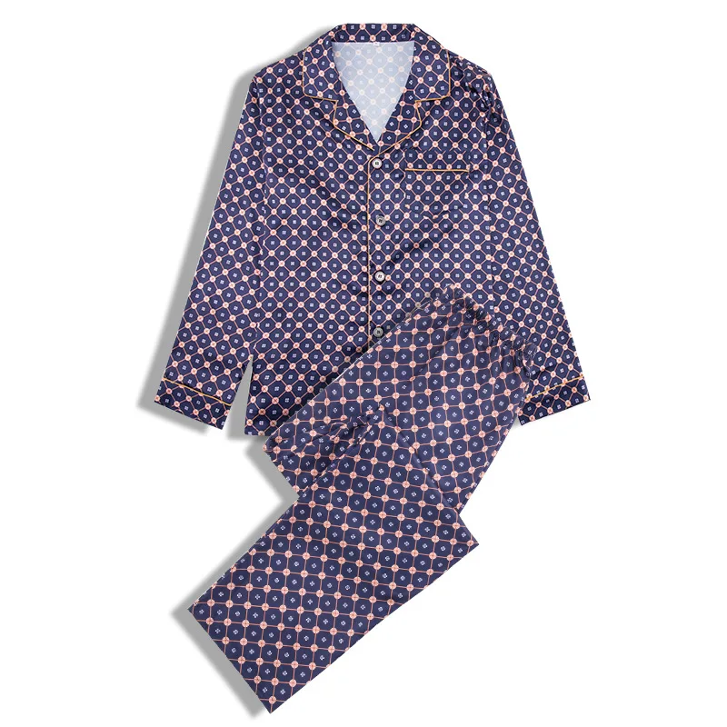 Men's silk pajamas spring and summer ice thin leisure long-sleeved leisurewear lapel grid pajamas
Men's silk pajamas spring and summer ice thin leisure long-sleeved leisurewear lapel grid pajamas