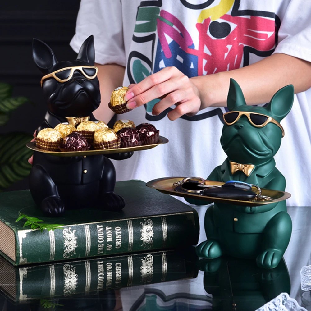 Resin Cool Dog Sculpture Bulldog Decorative Figurine Storage Tray Coin Bank Entrance Key Snack Holder Modern Art Statue
Resin Cool Dog Sculpture Bulldog Decorative Figurine Storage Tray Coin Bank Entrance Key Snack Holder Modern Art Statue