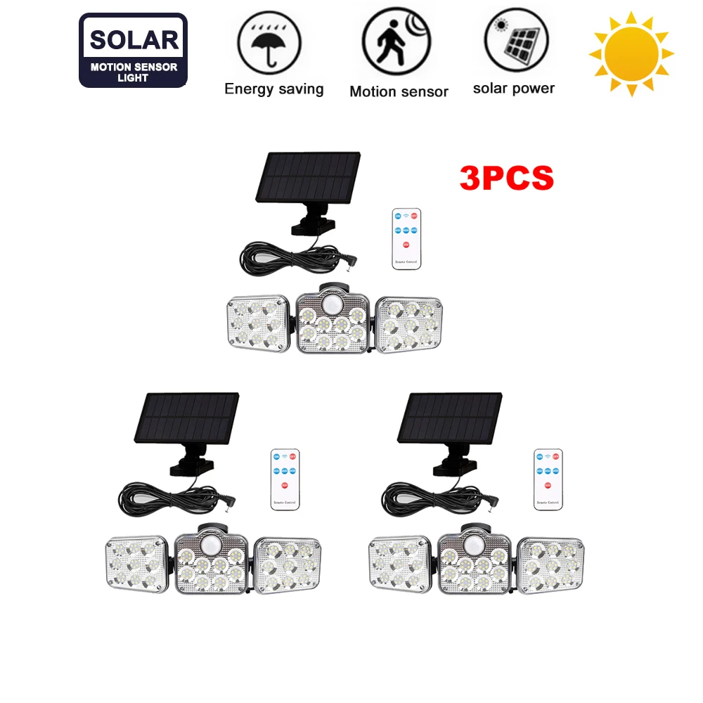 3pcs 138 led remote seperable 3 Head Solar Wall Lamp Solar Powered Light folding Deformation 360° Irradiation Rotatable Waterpro
3pcs 138 led remote seperable 3 Head Solar Wall Lamp Solar Powered Light folding Deformation 360° Irradiation Rotatable Waterpro