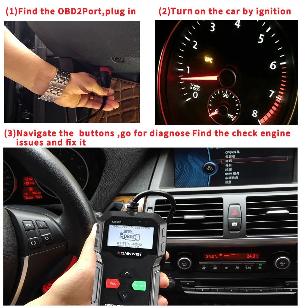 OBD2 KW590 Diagnostic Tool Car Code Reader automotive OBD2 Scanner Support Multi Languages
OBD2 KW590 Diagnostic Tool Car Code Reader automotive OBD2 Scanner Support Multi Languages