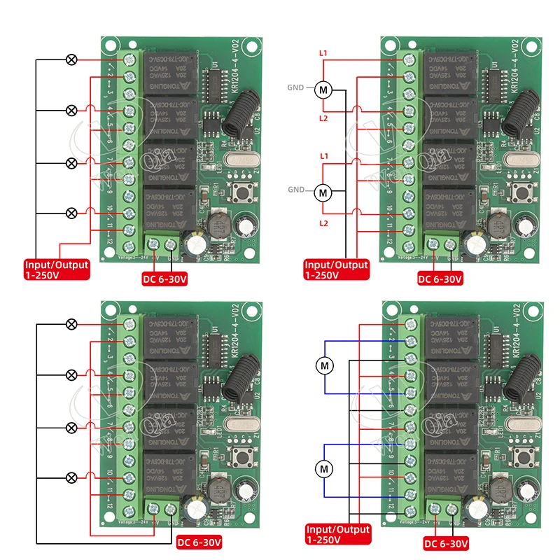 433MHz Universal Wireless Remote Control RF Switch DC 6V12V 24V 30V 4CH10A Receiver Transmitter For Garage/Gate/Motor/Light/Lamp
433MHz Universal Wireless Remote Control RF Switch DC 6V12V 24V 30V 4CH10A Receiver Transmitter For Garage/Gate/Motor/Light/Lamp