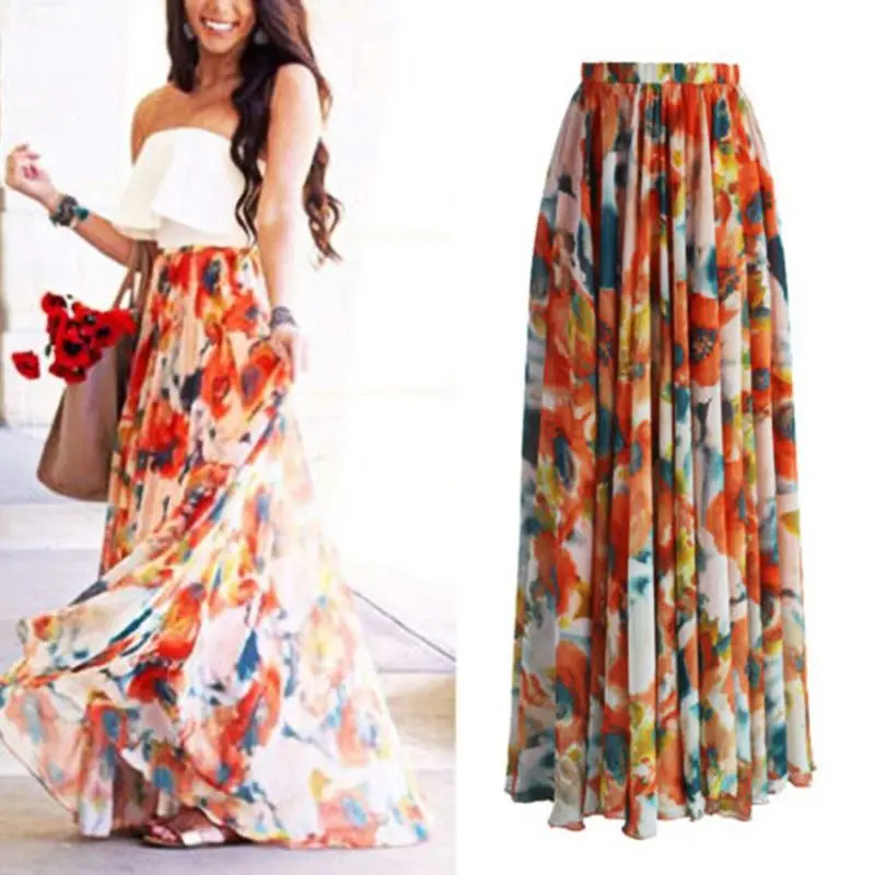 Womens Summer High Waist Pleated Maxi Long Skirt Bohemian Blossom Floral Printed Vacation Beach Casual Irregular Dress 4 BX0A
Womens Summer High Waist Pleated Maxi Long Skirt Bohemian Blossom Floral Printed Vacation Beach Casual Irregular Dress 4 BX0A