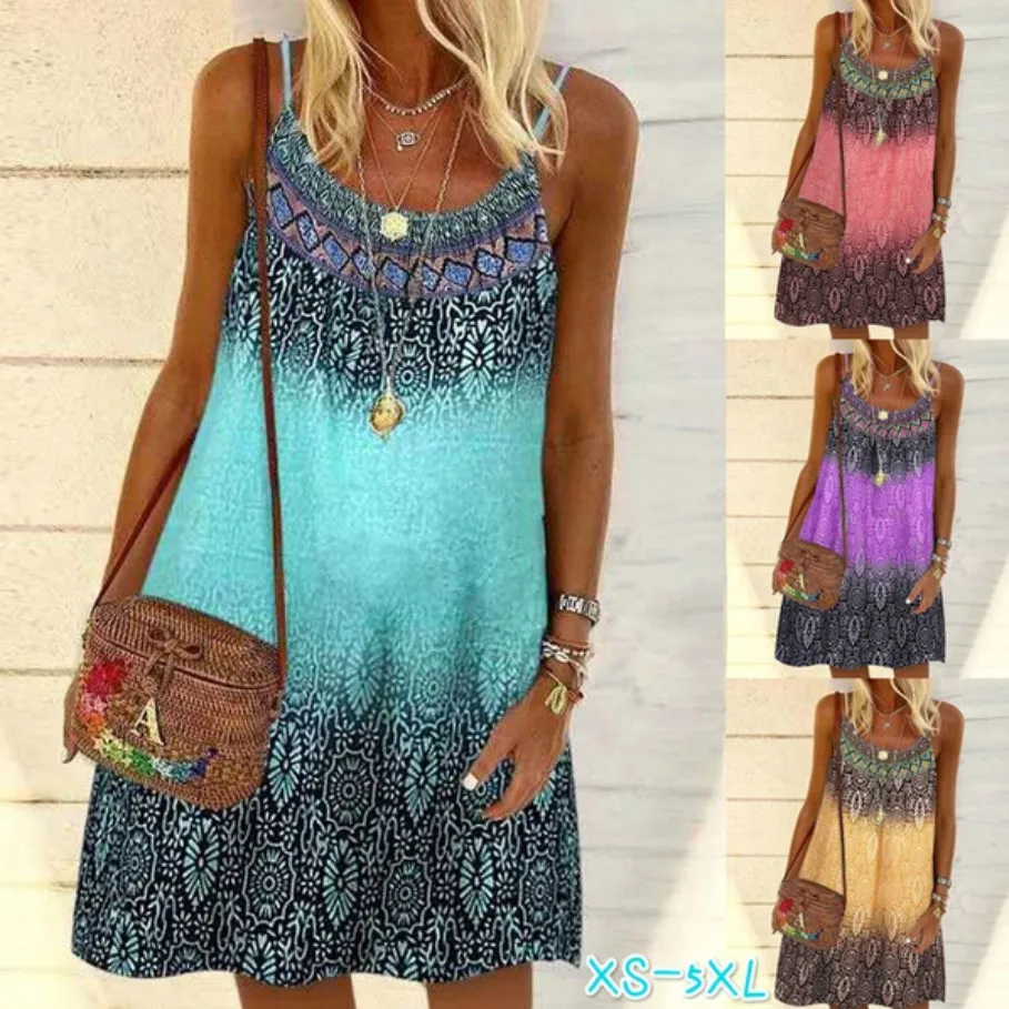 2021 Summer Women Dress Printed Sling Ladies Bohemian Loose Chiffon Dresses A-Line Beach Dress Plus Size S-4XL Vestidos
2021 Summer Women Dress Printed Sling Ladies Bohemian Loose Chiffon Dresses A-Line Beach Dress Plus Size S-4XL Vestidos