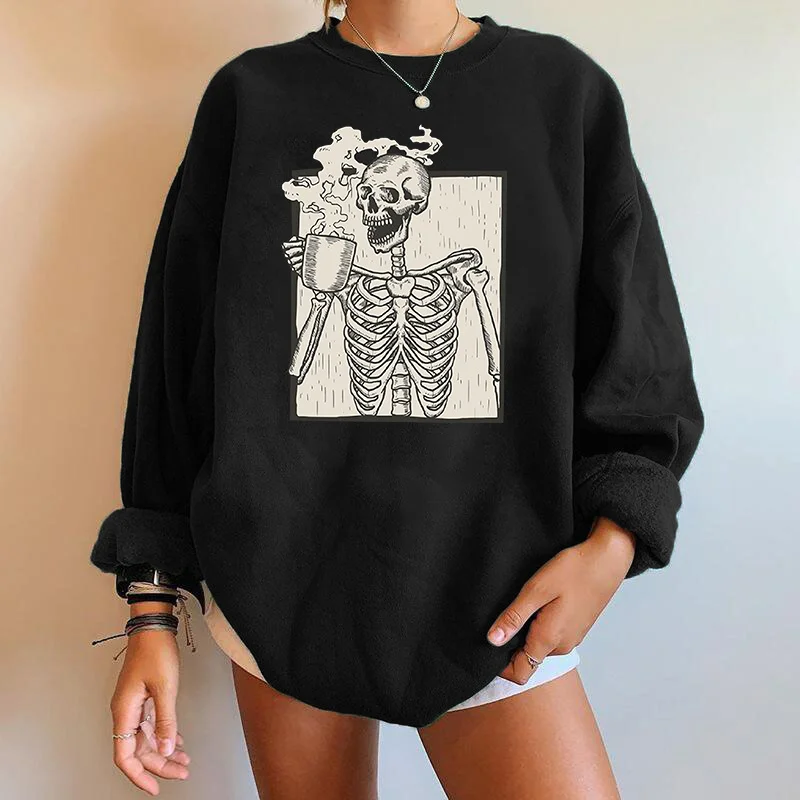 Drinking Tea Skull Skeleton Funny Women Sweatshirts Pullovers Long Sleeve Y2K Sweatshirts Tops Clothes Winter Moletom Feminino
Drinking Tea Skull Skeleton Funny Women Sweatshirts Pullovers Long Sleeve Y2K Sweatshirts Tops Clothes Winter Moletom Feminino