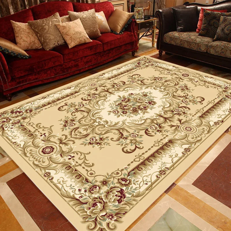 Персидский цветочный ковер в стиле ретро нескользящий моющийся для спальни