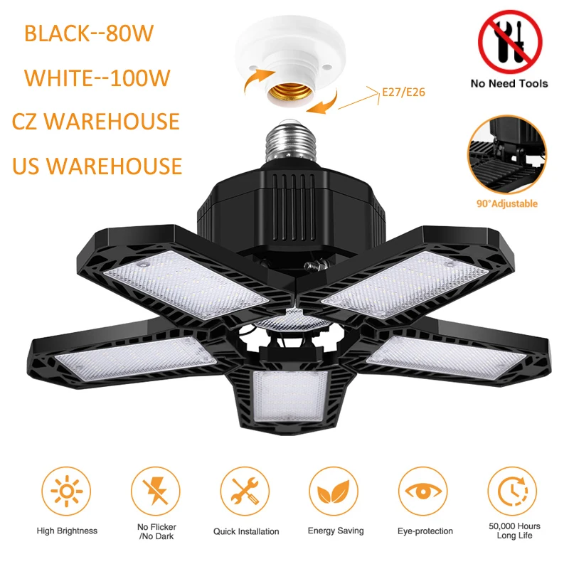 LED Five Leaf Garage Light Foldable Garage Ceiling Lamp Deformation Basement Indoor Outdoor Deformation High Bay Light
LED Five Leaf Garage Light Foldable Garage Ceiling Lamp Deformation Basement Indoor Outdoor Deformation High Bay Light