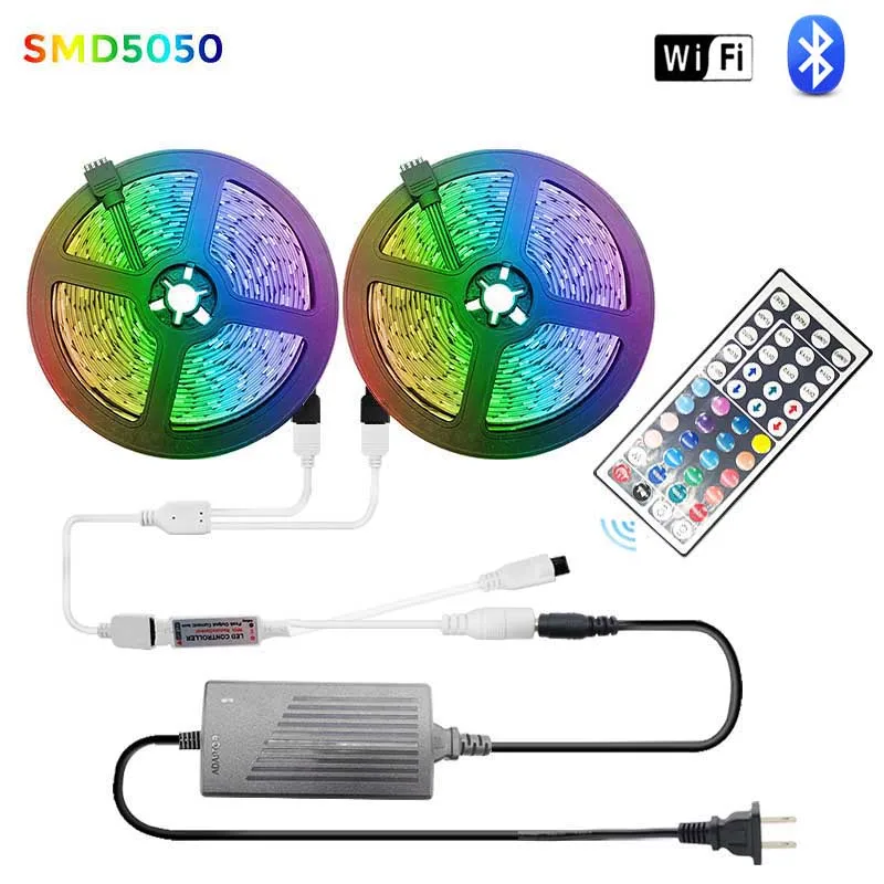WIFI RGB LED Strip Light DC 12V SMD 5050 Flexible Diode Ribbon Tape RGB light Waterproof Bluetooth/IR Remote courtyard Lighting
WIFI RGB LED Strip Light DC 12V SMD 5050 Flexible Diode Ribbon Tape RGB light Waterproof Bluetooth/IR Remote courtyard Lighting