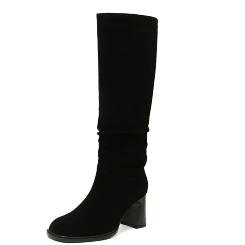 Vintage Square Toe Women Real Leather Block Heels Long Boots British Style Slip On Pleated Knight Boots Ladies High Heel Shoes
Vintage Square Toe Women Real Leather Block Heels Long Boots British Style Slip On Pleated Knight Boots Ladies High Heel Shoes