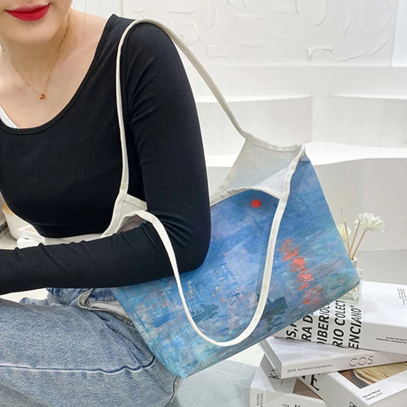 Oil Painting Art Print Shopper Bags Tote Bags Canvas Shopping Bag Female Elegant Lady Shoulder Bag Handbag Vintage Handle Bag
Oil Painting Art Print Shopper Bags Tote Bags Canvas Shopping Bag Female Elegant Lady Shoulder Bag Handbag Vintage Handle Bag