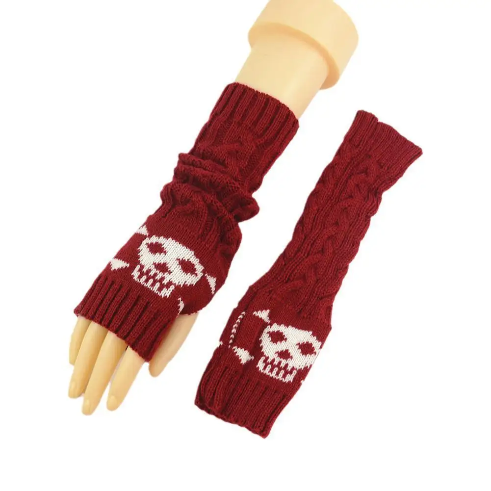 Skull Knitted Long Fingerless Gloves Women Winter Wrist Arm Warmer Mitten Halloween Gloves Women's Knitted Sleeve
Skull Knitted Long Fingerless Gloves Women Winter Wrist Arm Warmer Mitten Halloween Gloves Women's Knitted Sleeve
