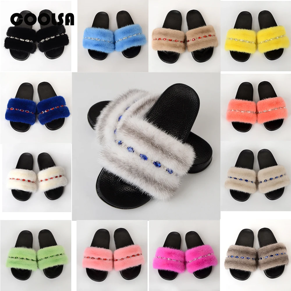 Luxury Mink Fur Slippers Women Fur Slides Flats Rhinestone Flip Flop Real Fur Sandals Summer Slippers Fashion Female Fur Slipper
Luxury Mink Fur Slippers Women Fur Slides Flats Rhinestone Flip Flop Real Fur Sandals Summer Slippers Fashion Female Fur Slipper